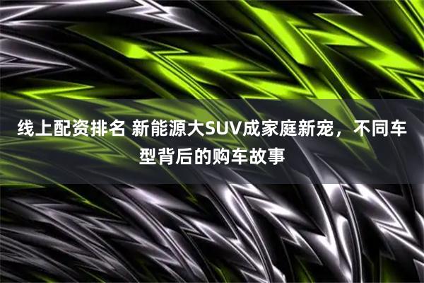 线上配资排名 新能源大SUV成家庭新宠，不同车型背后的购车故事